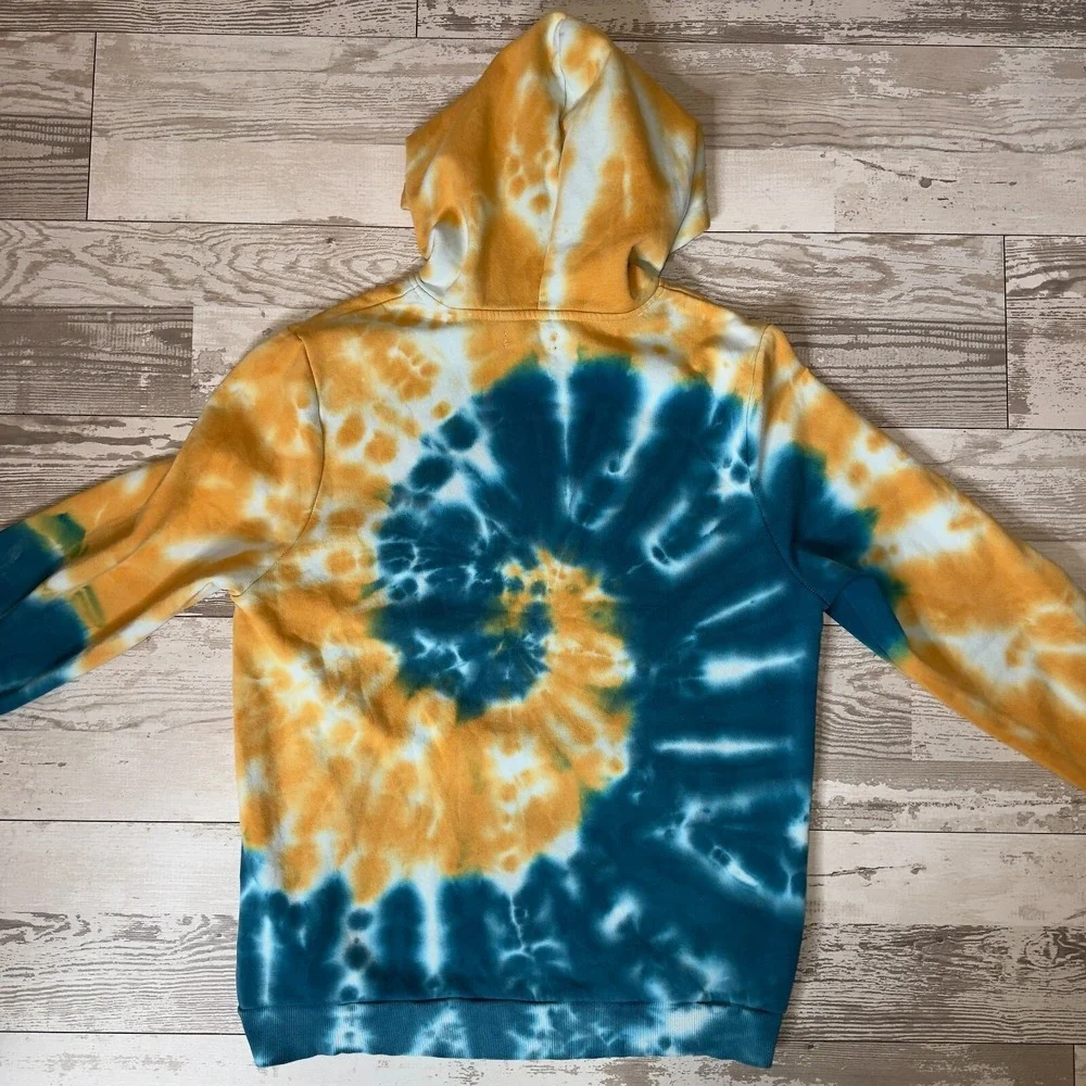 Guess Hoodie Mens Large Multi Tie Dye Fleece Lined Gorpcore Skater‎ Drawstring